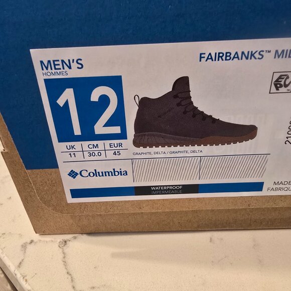 COLUMBIA MEN'S SIZE 12 FAIRBANKS MID WATERPROOF BOOT Graphite BM9774-054 NIB - Picture 10 of 14